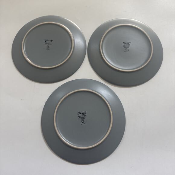 IKEA 12011 Matte Blue Gray Stoneware SET of 3 Salad Side Plates 7 3/4” HTF - Picture 3 of 10